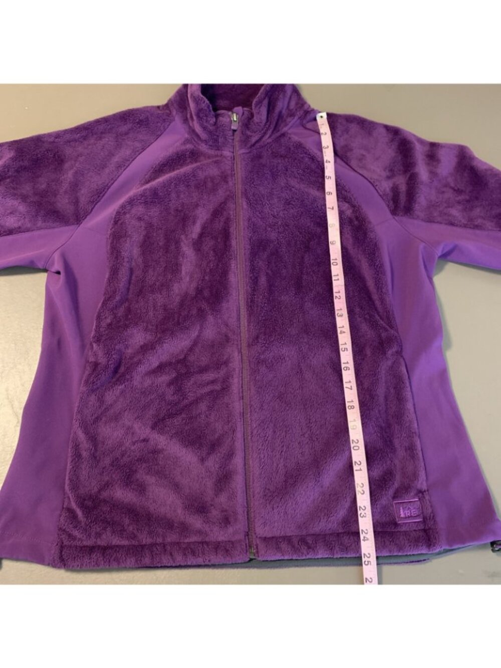 REI Womens XL Fleece Jacket Zip Pockets Fuzzy Purple Outdoor Spring - Picture 11 of 15